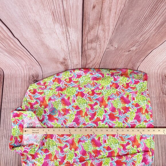 IBKUL Rolling Rock Club Womens XL Turtles at Sea Hot Pink 1/4 Zip Golf Pullover - Picture 15 of 15